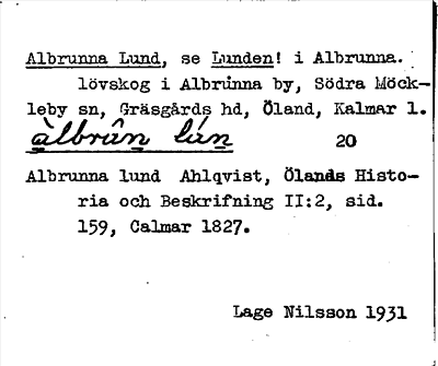 Bild på arkivkortet för arkivposten Albrunna Lund, se Lunden