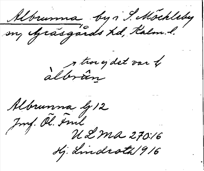 Bild på arkivkortet för arkivposten Albrunna