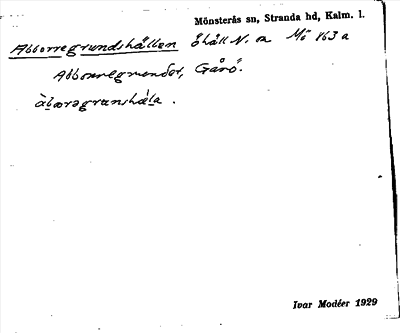 Bild på arkivkortet för arkivposten Abborregrundshällen