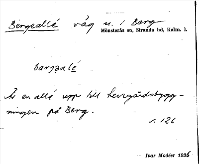 Bild på arkivkortet för arkivposten Bergeallé