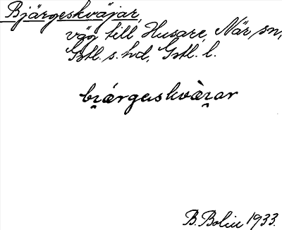 Bild på arkivkortet för arkivposten Bjärgeskväjar