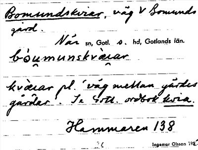 Bild på arkivkortet för arkivposten Bomundskviar