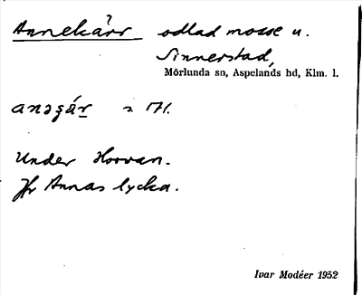 Bild på arkivkortet för arkivposten Annekärr