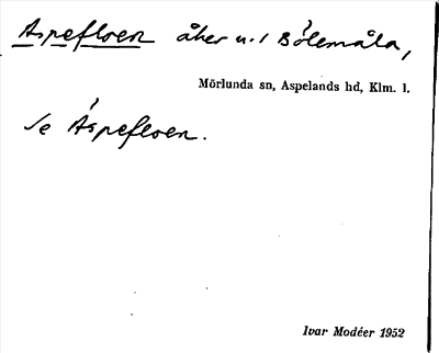 Bild på arkivkortet för arkivposten Aspefloen, se Äspefloen