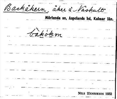 Bild på arkivkortet för arkivposten Backåkern
