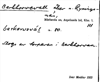 Bild på arkivkortet för arkivposten Barkhorvevall