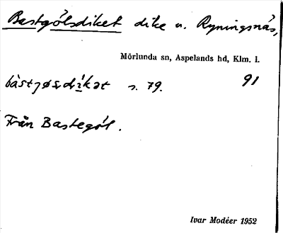 Bild på arkivkortet för arkivposten Bastgölsdiket