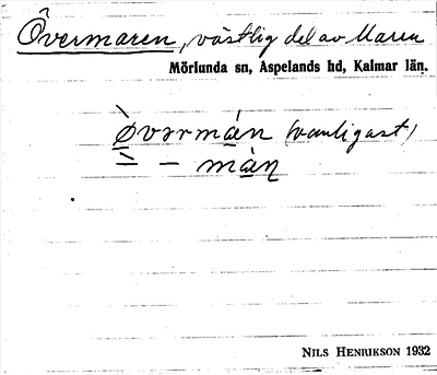 Bild på arkivkortet för arkivposten Övermaren