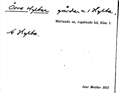 Bild på arkivkortet för arkivposten Övre Hyltan, se Hylta