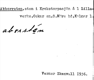 Bild på arkivkortet för arkivposten Abborrsten