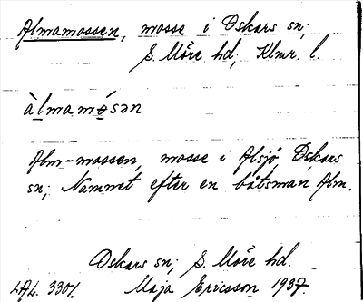 Bild på arkivkortet för arkivposten Almamossen