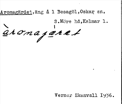 Bild på arkivkortet för arkivposten Aronagärdet