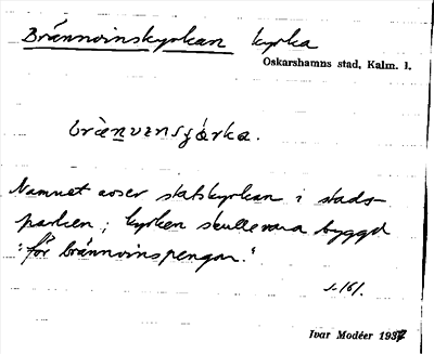 Bild på arkivkortet för arkivposten Brännvinskyrkan
