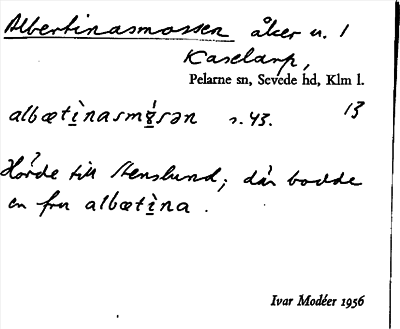 Bild på arkivkortet för arkivposten Albertinasmossen