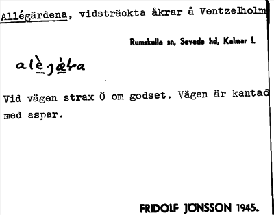 Bild på arkivkortet för arkivposten Allégärdena
