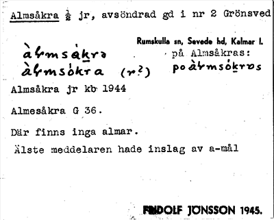 Bild på arkivkortet för arkivposten Almåkra
