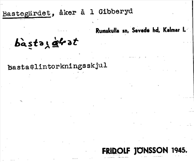 Bild på arkivkortet för arkivposten Bastegärdet