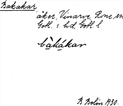 Bild på arkivkortet för arkivposten Bakakar