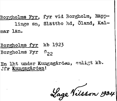 Bild på arkivkortet för arkivposten Borgholms Fyr