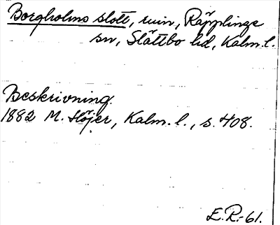 Bild på arkivkortet för arkivposten Borgholms slott