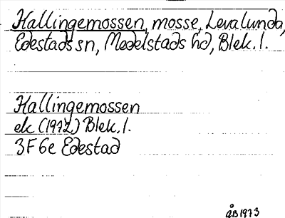 Bild på arkivkortet för arkivposten Hallingemossen