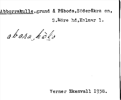 Bild på arkivkortet för arkivposten Abborrakulle