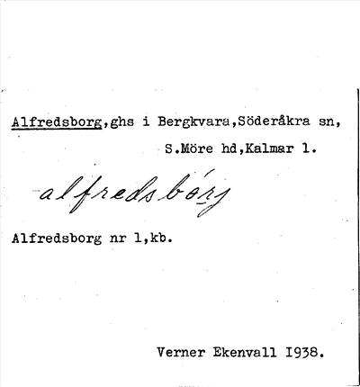 Bild på arkivkortet för arkivposten Alfredsborg