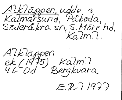 Bild på arkivkortet för arkivposten Alkläppen