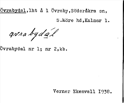 Bild på arkivkortet för arkivposten Övrabydal
