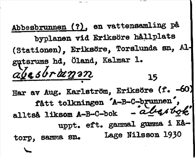 Bild på arkivkortet för arkivposten Abbesbrunnen (?)