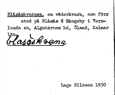 Bild på arkivkortet för arkivposten Blåsåskvarnen