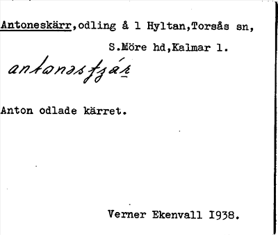 Bild på arkivkortet för arkivposten Antoneskärr