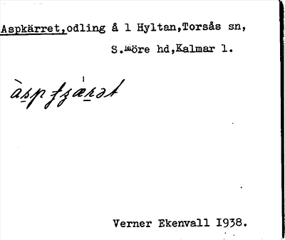 Bild på arkivkortet för arkivposten Aspkärret