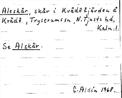 Bild på arkivkortet för arkivposten Aleskär, se Alskär