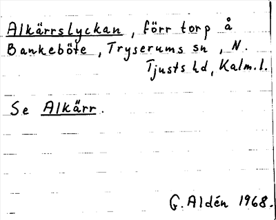 Bild på arkivkortet för arkivposten Alkärrslyckan, se Alkärr