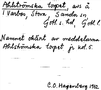 Bild på arkivkortet för arkivposten Ahlströmska torpet