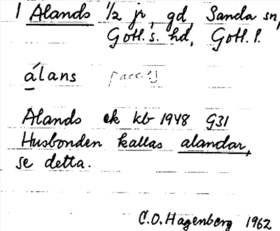 Bild på arkivkortet för arkivposten Alands