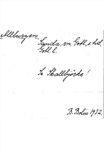 Bild på arkivkortet för arkivposten Allburgen, se Skallbjörke