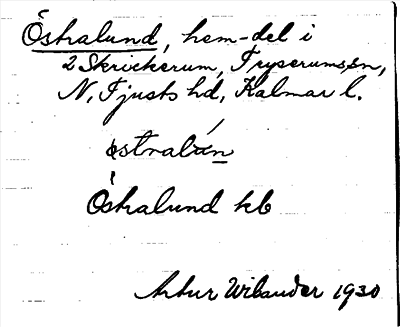 Bild på arkivkortet för arkivposten Östralund