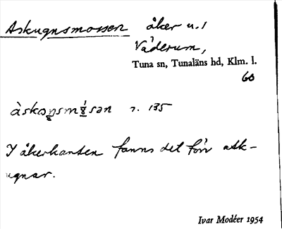 Bild på arkivkortet för arkivposten Askugnsmossen