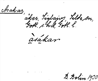 Bild på arkivkortet för arkivposten Asakar