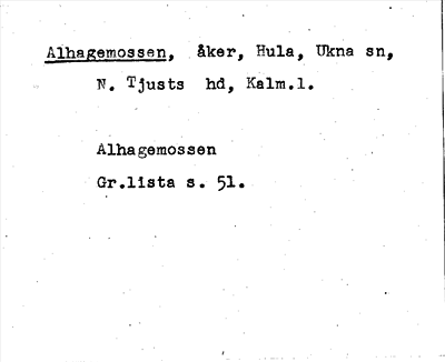 Bild på arkivkortet för arkivposten Alhagemossen