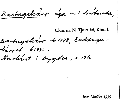 Bild på arkivkortet för arkivposten Bastugekärr