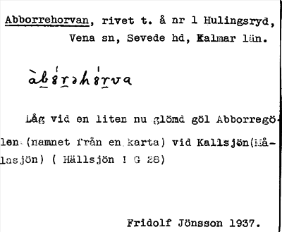 Bild på arkivkortet för arkivposten Abborrehorvan