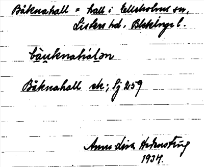 Bild på arkivkortet för arkivposten Båknahall
