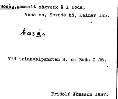 Bild på arkivkortet för arkivposten Bosåg
