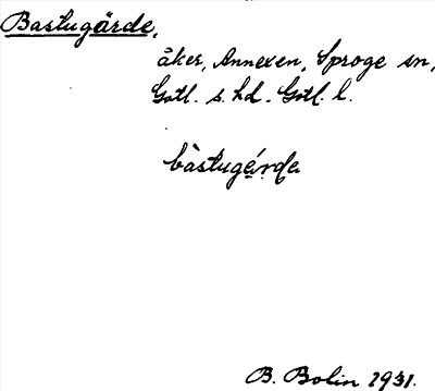 Bild på arkivkortet för arkivposten Bastugärde
