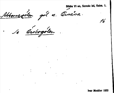 Bild på arkivkortet för arkivposten Abborregölen, se Örsbogölen