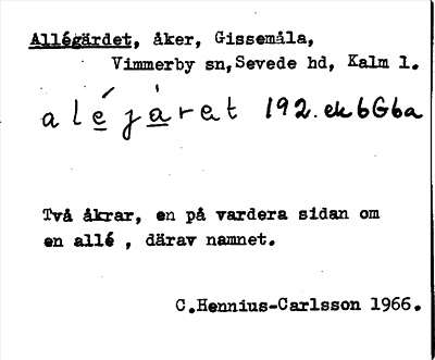 Bild på arkivkortet för arkivposten Allégärdet