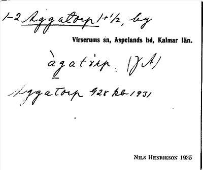 Bild på arkivkortet för arkivposten Aggatorp